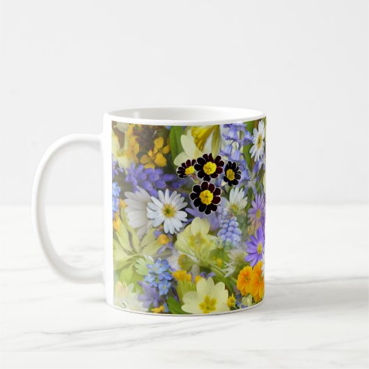 Daisy ,Primrose, Daffodil Flowers Koffiemok (Links)