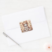 Daisy Princess Cat Vierkante Sticker (Envelop)