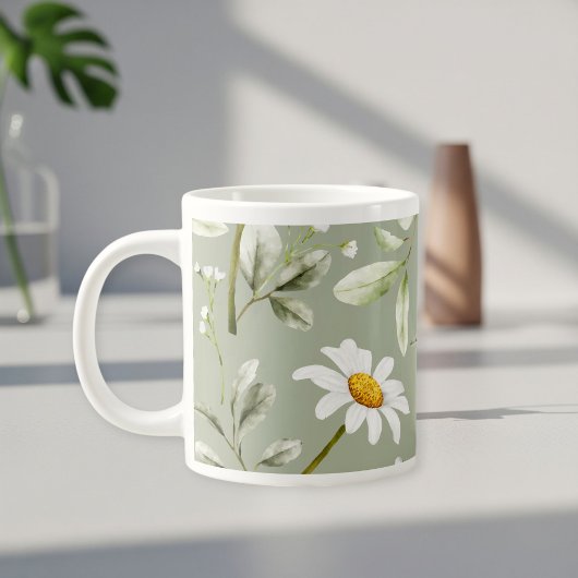 Daisy Print Coffee Mug Wraparound Design  Grote Koffiekop