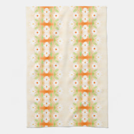  Daisy Print Theedoek met Sinaasappel