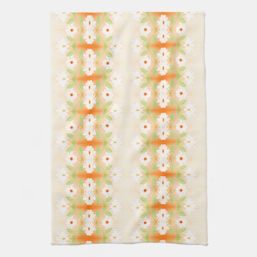  Daisy Print Theedoek met Sinaasappel (Verticaal)