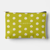Daisy print vegan pencil case,  zipper brush bag etui (Voorkant)