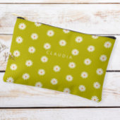 Daisy print vegan pencil case,  zipper brush bag etui