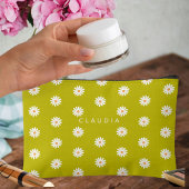 Daisy print vegan pencil case,  zipper brush bag etui