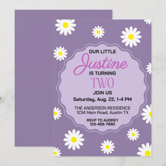  Daisy Print Verjaardagsfeest Kaart (Voorkant / Achterkant)