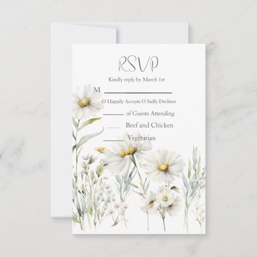 Daisy QR Code Wedding RSVP Kaartje (Voorkant)