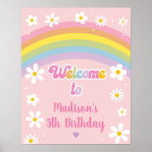 Daisy Rainbow Let's Party Retro Verjaardag Poster (Voorkant)