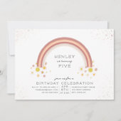 Daisy Rainbow Peach Roze Verjaardag Kaart (Voorkant)