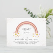 Daisy Rainbow Peach Roze Verjaardag Kaart (Staand voorkant)