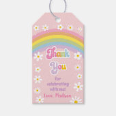 Daisy Rainbow Retro Verjaardag Bedankt Cadeaulabel (Voorkant)