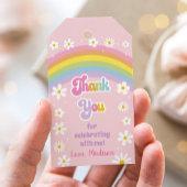 Daisy Rainbow Retro Verjaardag Bedankt Cadeaulabel