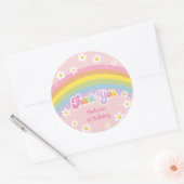 Daisy Rainbow Retro Verjaardag Bedankt Ronde Sticker (Envelop)
