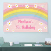 Daisy Rainbow Retro Verjaardag Spandoek (Beurs)