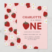 Daisy Red Strawberry 1e zomerverjaardag Kaart (Voorkant / Achterkant)