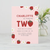 Daisy Red Strawberry 2e zomerverjaardag Kaart (Staand voorkant)