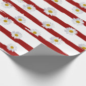 Daisy Red Stripes Cadeaupapier (Hoek)