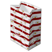 Daisy Red Stripes Medium Gift Bag Cadeauzakje (Voorkant Gekanteld)