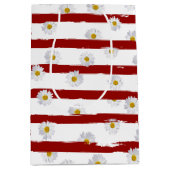 Daisy Red Stripes Medium Gift Bag Cadeauzakje (Voorkant)