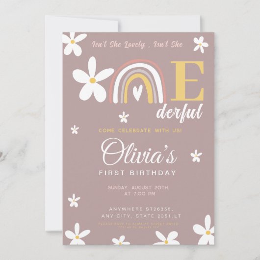 daisy regenboog Is ze niet Onederful 1e verjaardag Kaart (Voorkant)