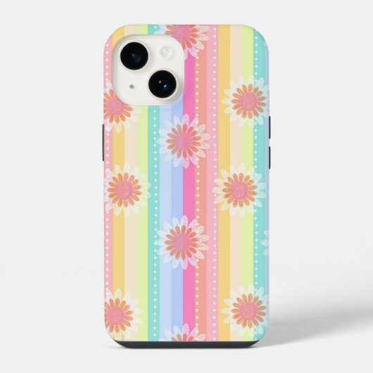 Daisy regenboogstrepen telefoonbehuizing iPhone hoesje (Achterkant)