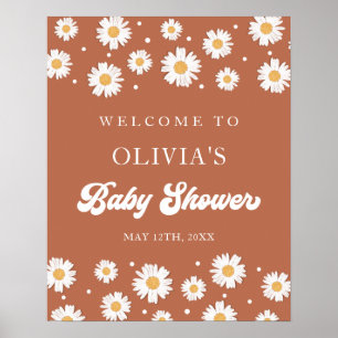 Daisy Retro Baby Gender Neutral Shower Welkom Poster
