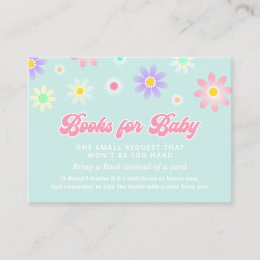 Daisy Retro Baby shower Books for Baby Informatiekaartje (Voorkant)