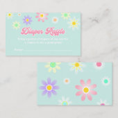Daisy Retro Baby shower Diaper Raffle Ticket Informatiekaartje (Voorkant / Achterkant)