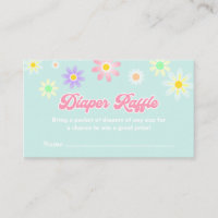Daisy Retro Baby shower Diaper Raffle Ticket
