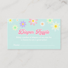Daisy Retro Baby shower Diaper Raffle Ticket Informatiekaartje