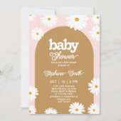 Daisy Retro Baby shower Invitation Kaart (Voorkant)
