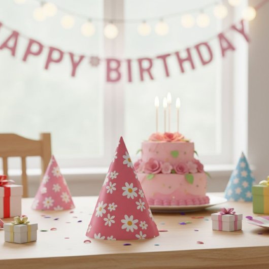 Daisy Retro birthday party hats Feesthoedjes