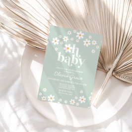 Daisy Retro Bloem Baby Shower Uitnodiging