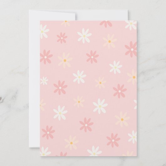 Daisy Retro Boho 1e verjaardag uitnodiging (Achterkant)