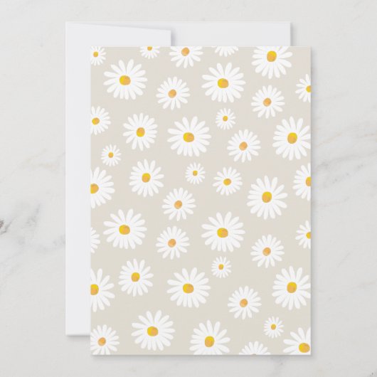 Daisy Retro Boho Party Creme Sand First Birthday Kaart (Achterkant)