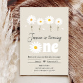 Daisy Retro Boho Party Creme Sand First Birthday Kaart