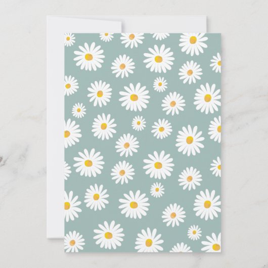 Daisy Retro Boho Party Dusty Blue First Birthday Kaart (Achterkant)