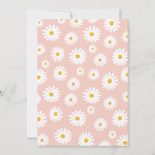 Daisy Retro Boho Party Pink Girl Eerste verjaardag Kaart (Achterkant)