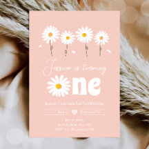 Daisy Retro Boho Party Pink Girl Eerste verjaardag