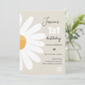 Daisy Retro Boho Party Sand Girl Eerste verjaardag Kaart (Staand voorkant)