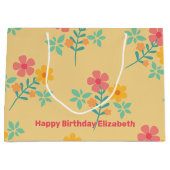 Daisy Retro Bouquet Pattern in Yellow Gepersonalis Groot Cadeauzakje (Voorkant)