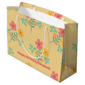 Daisy Retro Bouquet Pattern in Yellow Gepersonalis Groot Cadeauzakje (Achterkant Gekanteld)