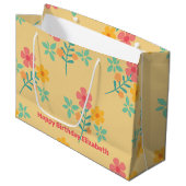 Daisy Retro Bouquet Pattern in Yellow Gepersonalis Groot Cadeauzakje (Voorkant Gekanteld)