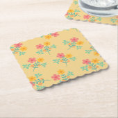 Daisy Retro Bouquet Pattern in Yellow Kartonnen Onderzetters (Gebogen)