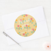 Daisy Retro Bouquet Pattern in Yellow Ronde Sticker (Envelop)