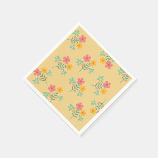 Daisy Retro Bouquet Pattern in Yellow Servet (Hoek)