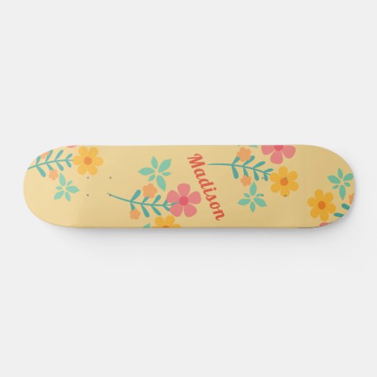 Daisy Retro Bouquet Pattern in Yellow Skateboard (Horizontaal)