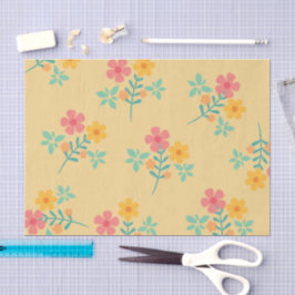 Daisy Retro Bouquet Pattern in Yellow Tissuepapier