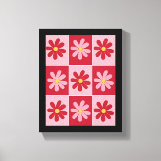 Daisy Retro Flower Pattern Canvas Afdruk (Voorkant)