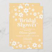 Daisy Retro gele bloem bruiloft uitnodiging (Voorkant / Achterkant)