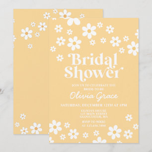 Daisy Retro gele bloem bruiloft uitnodiging